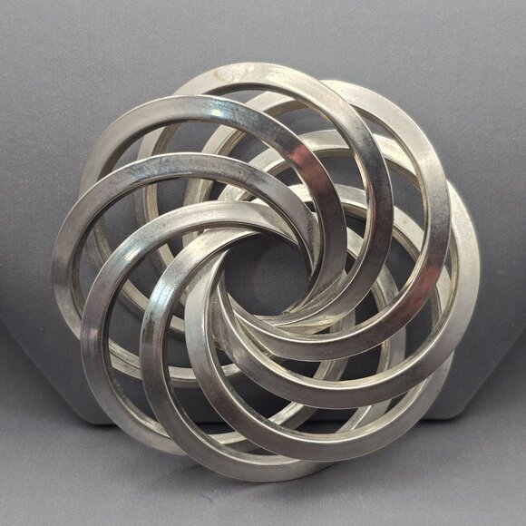 Unbranded Jewelry - Vintage Silver Tone 3D Spiral Brooch 3"x3" Swirl Design Statement Jewelry